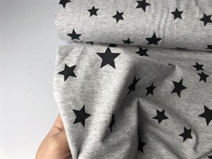 Bomuldsjersey - klassisk grå med grå stjerner